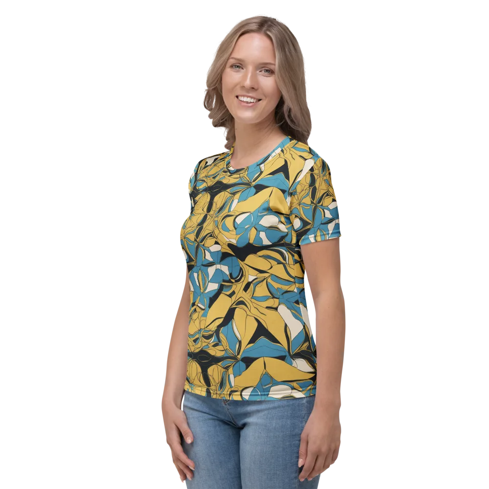 Cobalt Petal Drift on Women's Crew Neck T-Shirt — Left