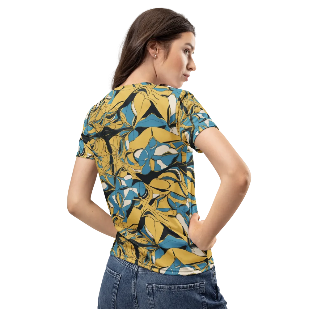 Cobalt Petal Drift on Women's Crew Neck T-Shirt — Back