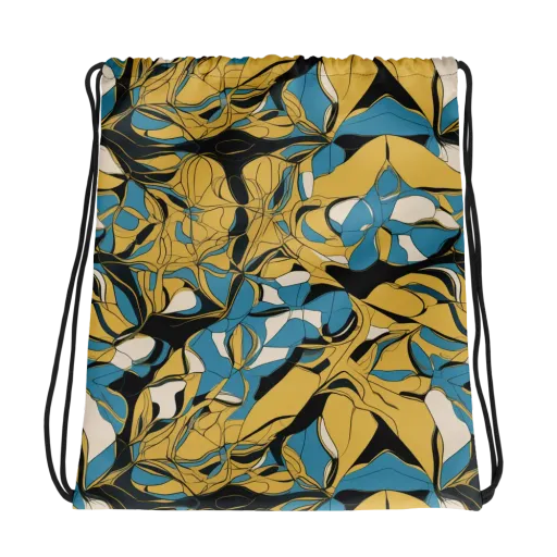 Cobalt Petal Drift on a Drawstring Bag