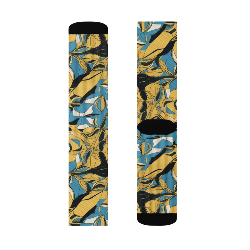 Cobalt Petal Drift on Socks — Left Sock