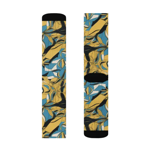 Cobalt Petal Drift on a Socks