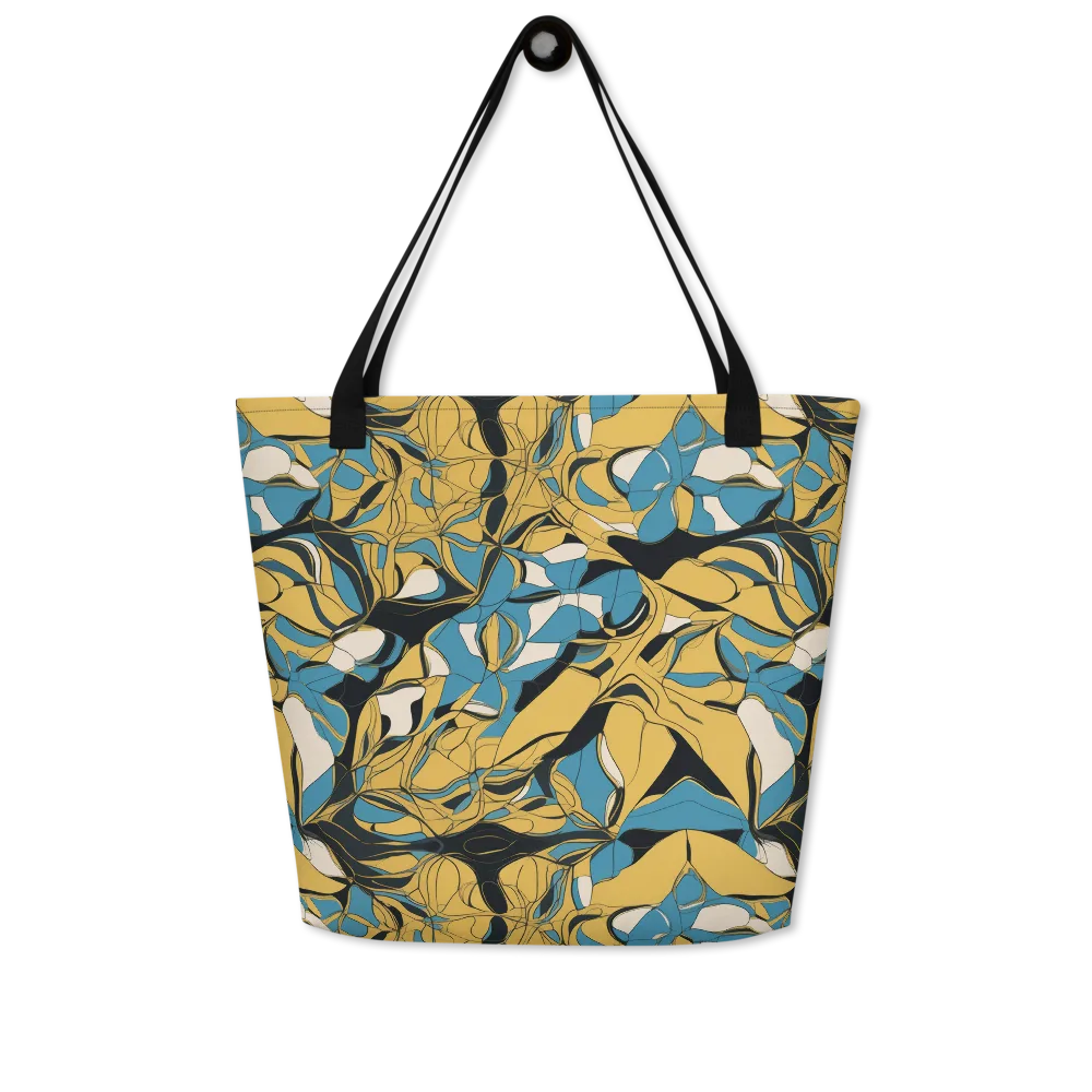 Cobalt Petal Drift on Large Tote Bag W/ Pocket — Front