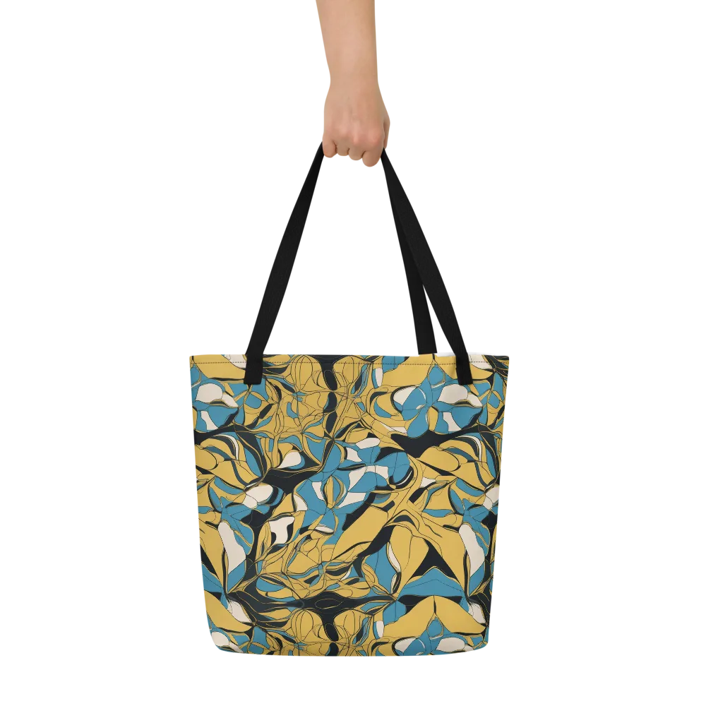 Cobalt Petal Drift on Large Tote Bag W/ Pocket — Front