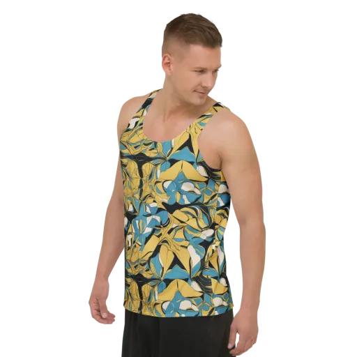 Cobalt Petal Drift on a Men's Tank Top