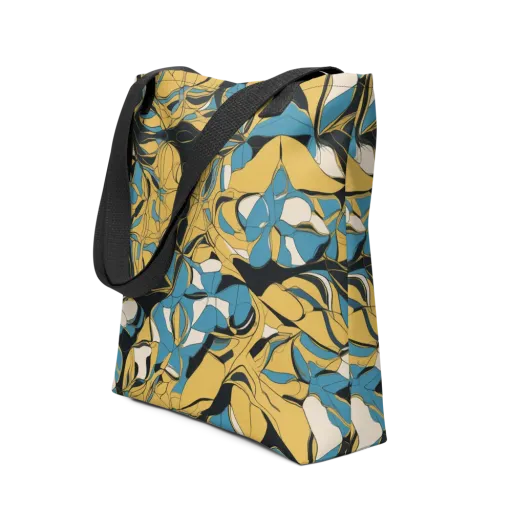 Cobalt Petal Drift on a Tote Bag