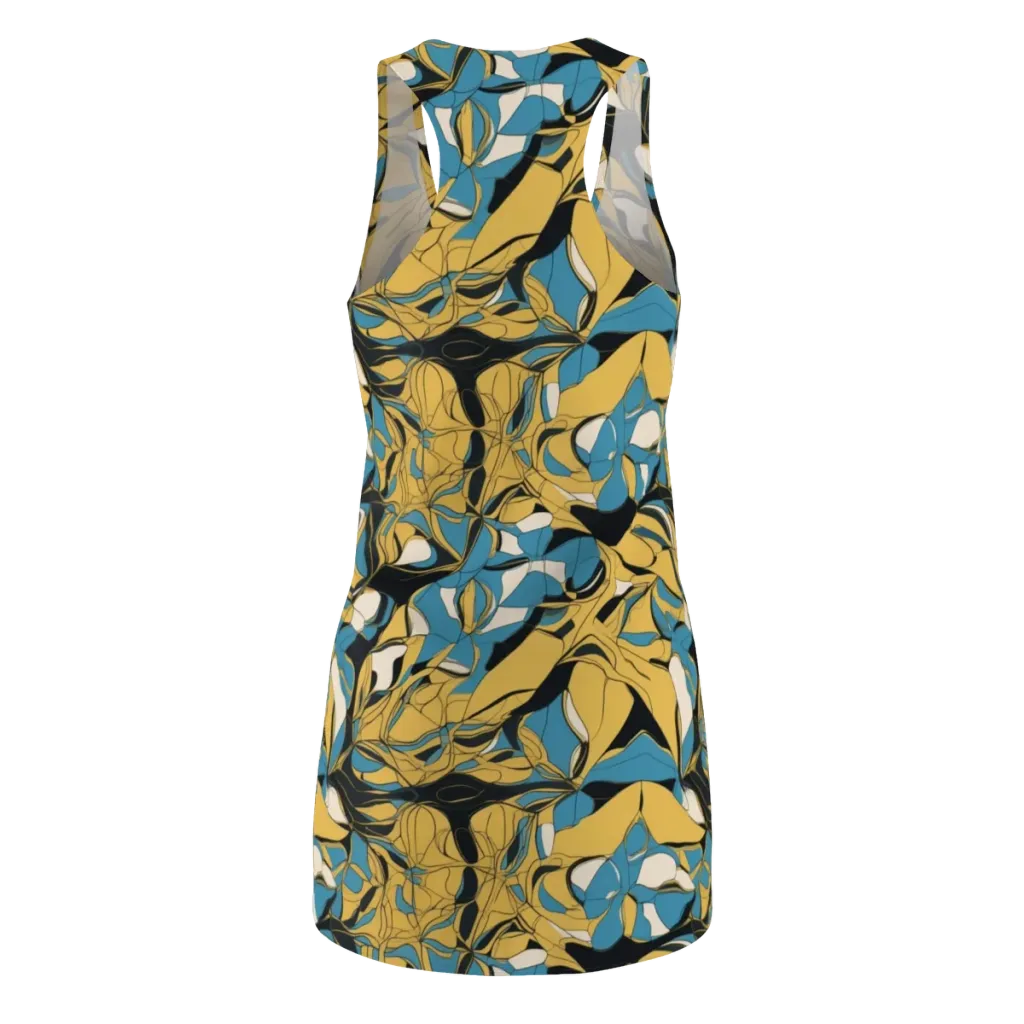 Cobalt Petal Drift on Racerback Dress — Back
