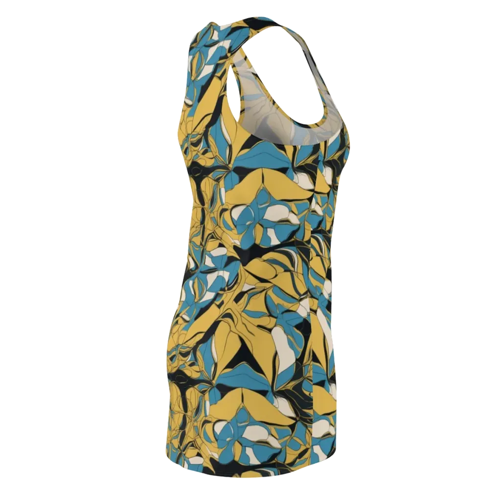 Cobalt Petal Drift on Racerback Dress — Back Side