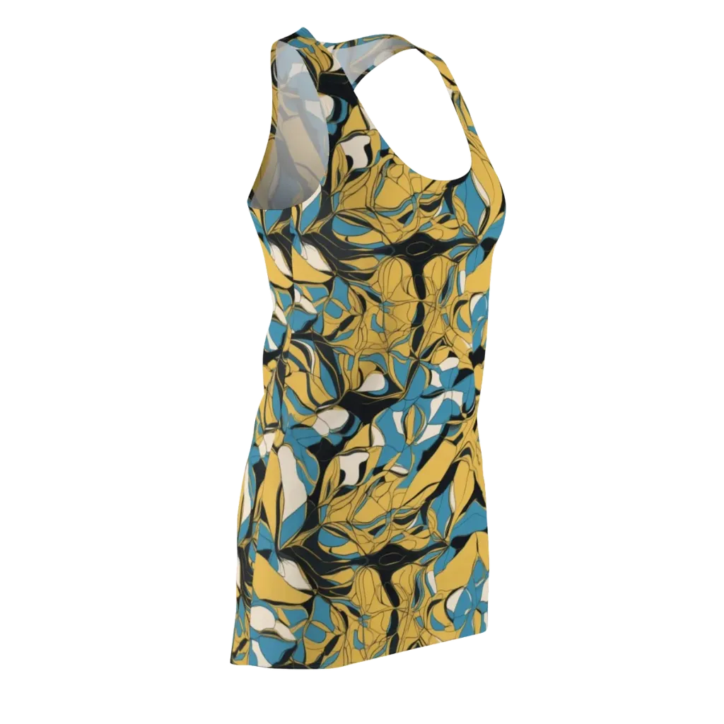 Cobalt Petal Drift on Racerback Dress — Front Side