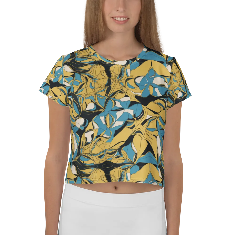 Cobalt Petal Drift on Crop Tee — Front