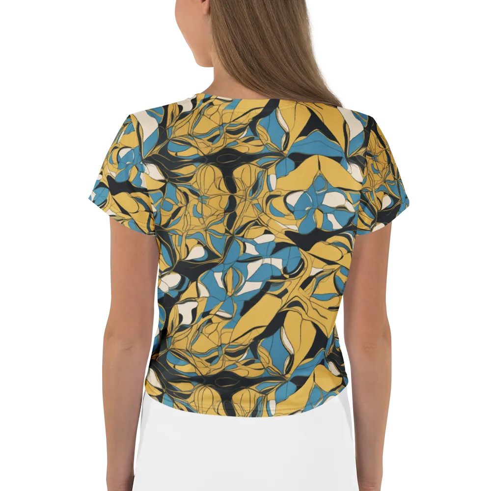 Cobalt Petal Drift on Crop Tee — Back