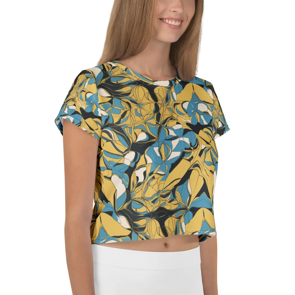 Cobalt Petal Drift on Crop Tee — Right