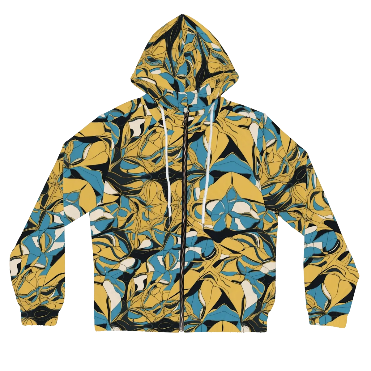 Cobalt Petal Drift on Women's Full-Zip Hoodie — Front