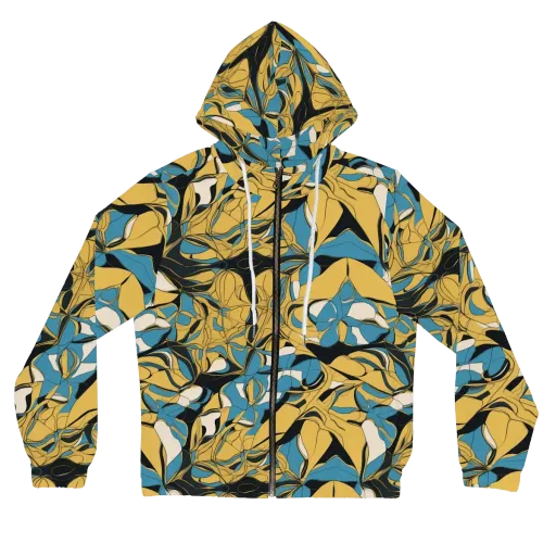 Cobalt Petal Drift on a Women's Full-Zip Hoodie