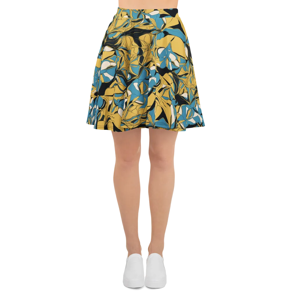 Cobalt Petal Drift on Skater Skirt — Front