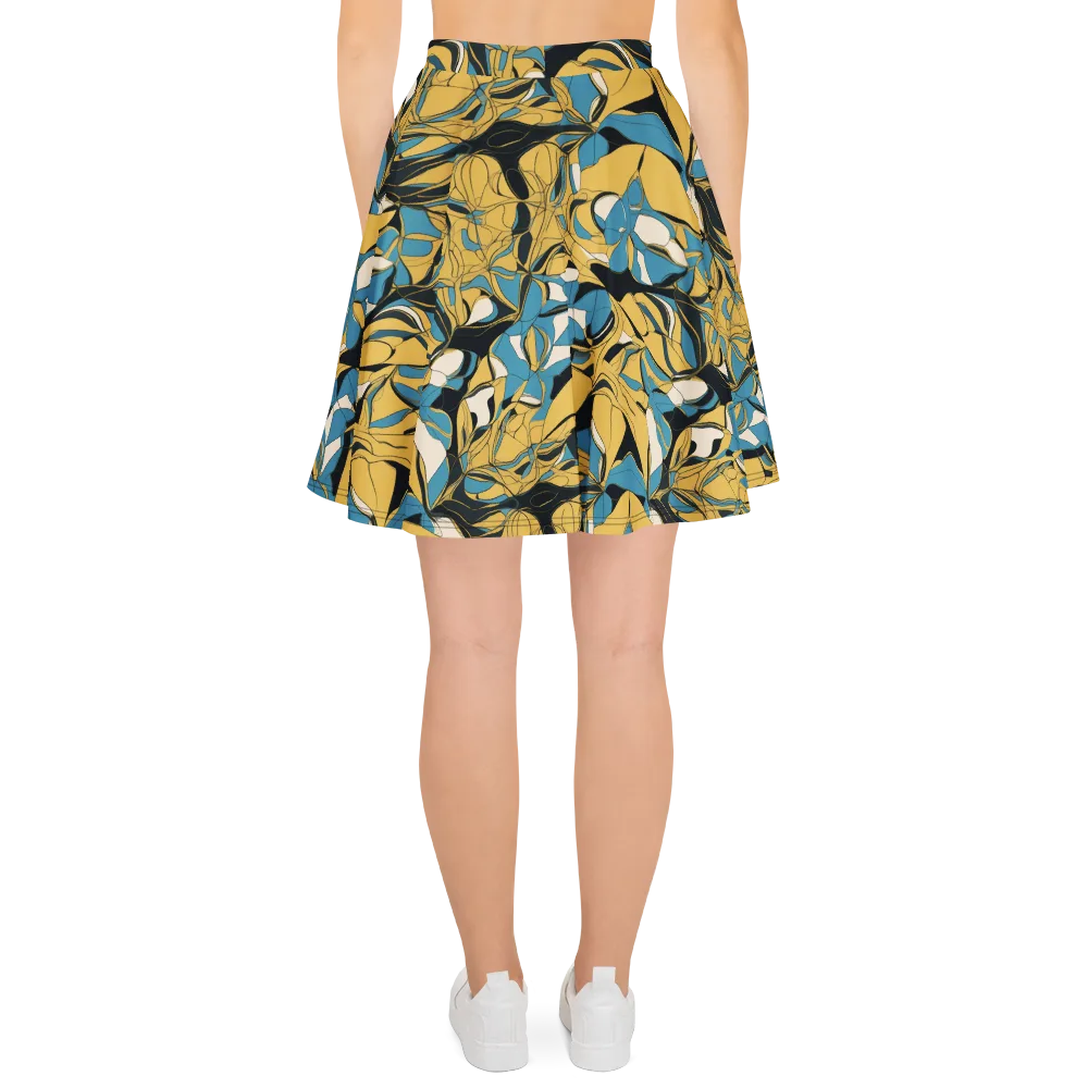 Cobalt Petal Drift on Skater Skirt — Back