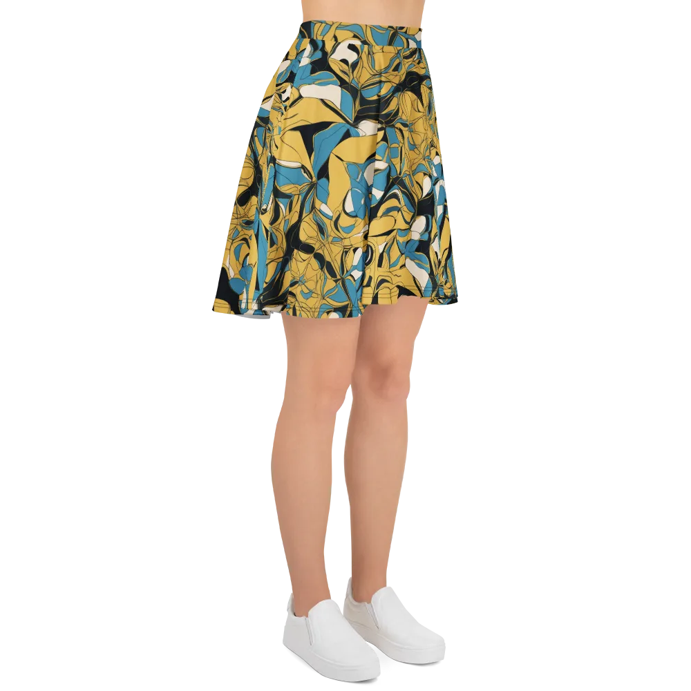 Cobalt Petal Drift on Skater Skirt — Right