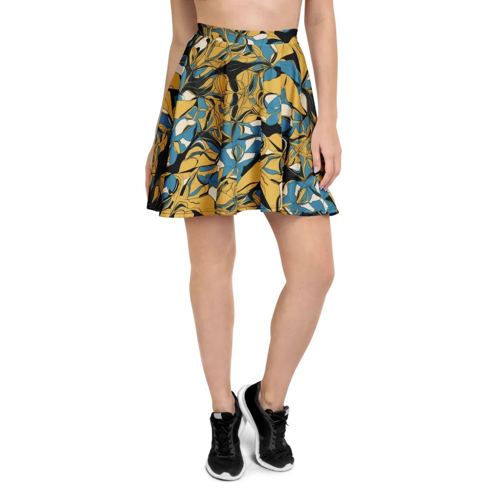 Cobalt Petal Drift on Skater Skirt — Front