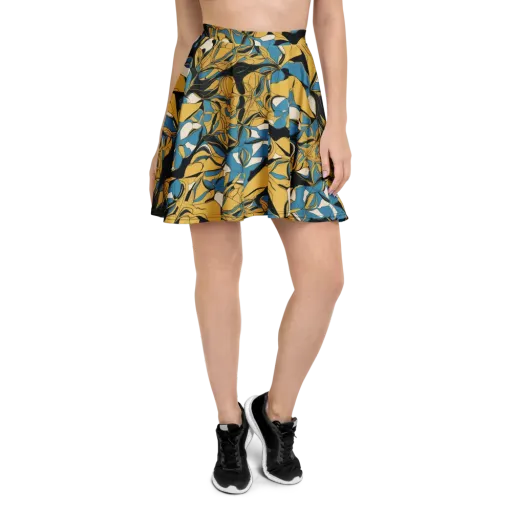 Cobalt Petal Drift on a Skater Skirt