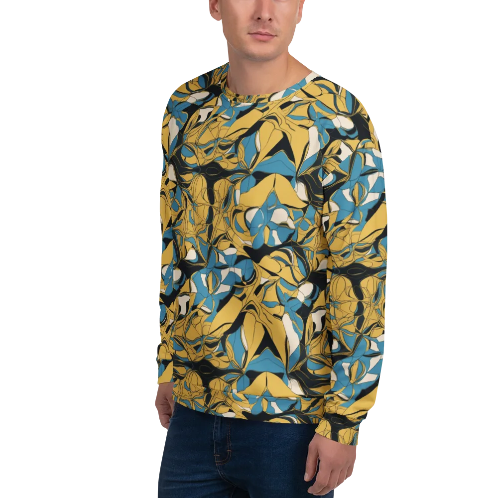 Cobalt Petal Drift on Sweatshirt — Left Front