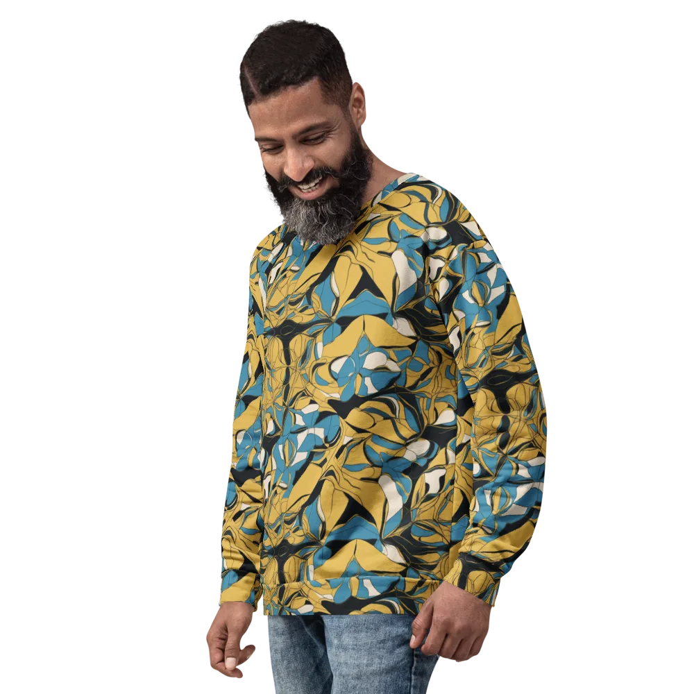 Cobalt Petal Drift on Sweatshirt — Left Front