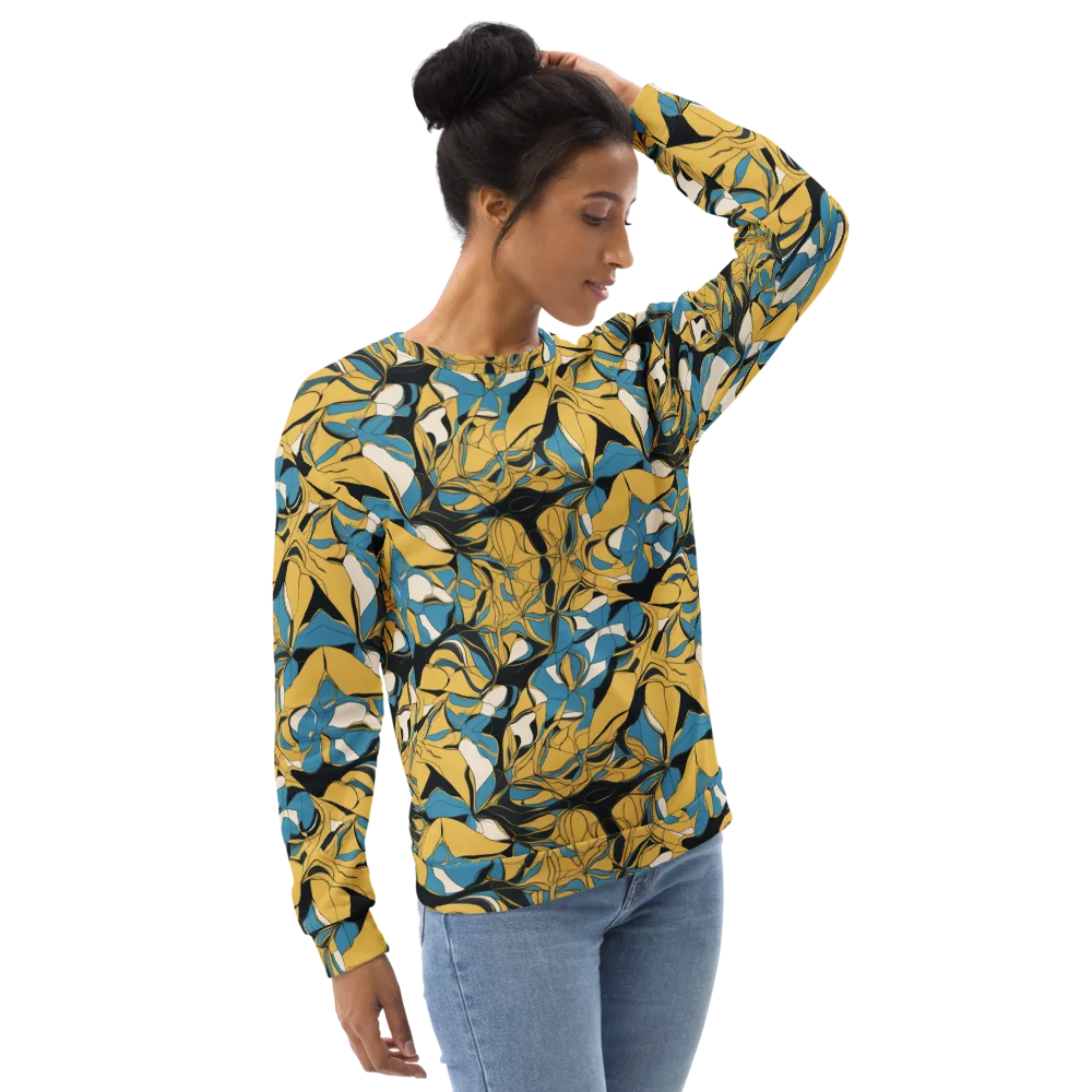 Cobalt Petal Drift on Sweatshirt — Right Front