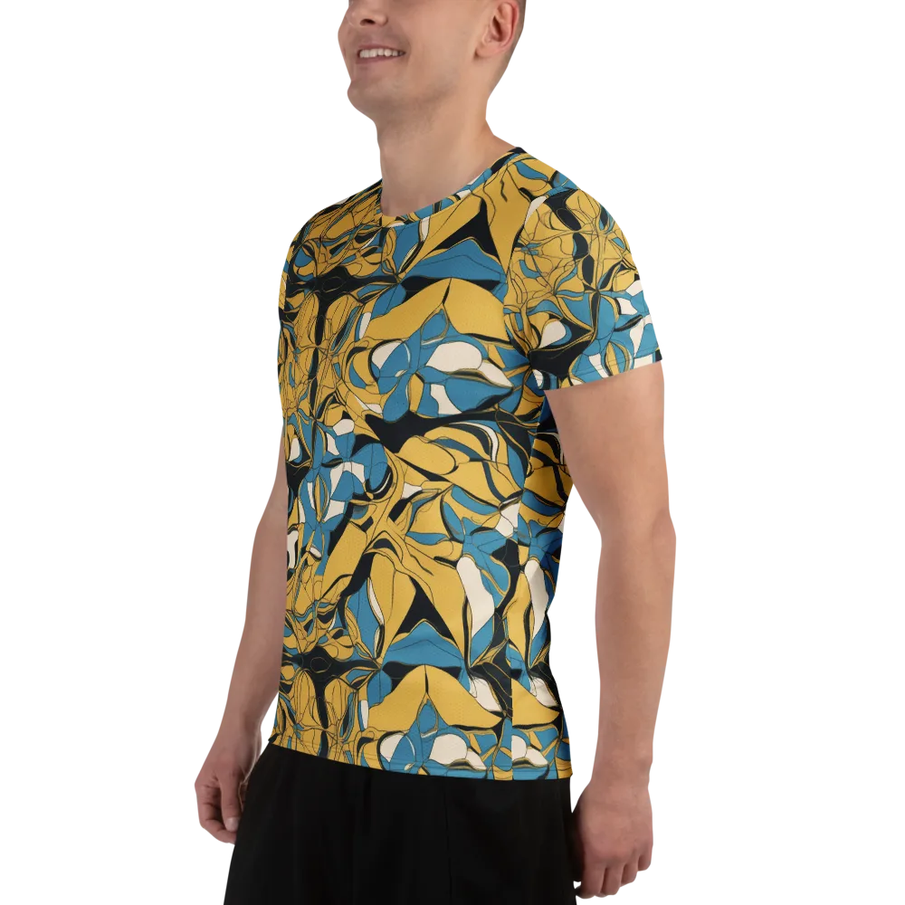 Cobalt Petal Drift on Men's Athletic T-Shirt — Left