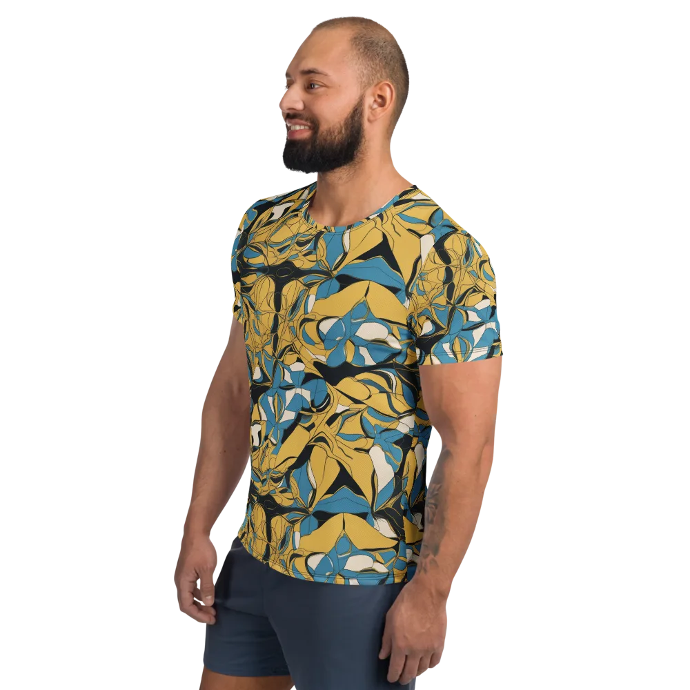 Cobalt Petal Drift on Men's Athletic T-Shirt — Left