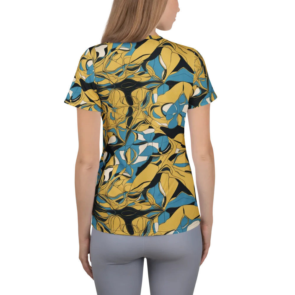 Cobalt Petal Drift on Women's Athletic T-Shirt — Back