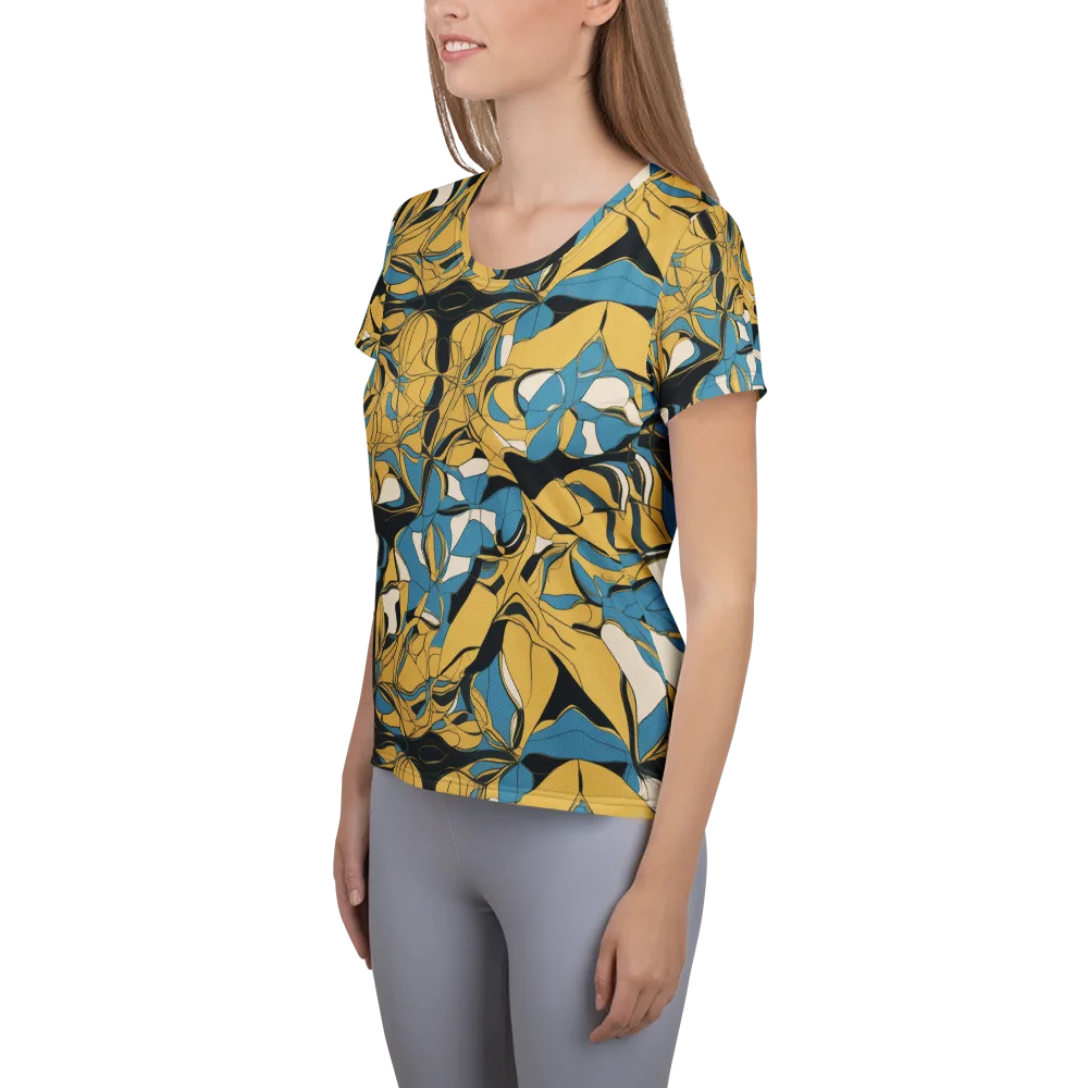 Cobalt Petal Drift on Women's Athletic T-Shirt — Left