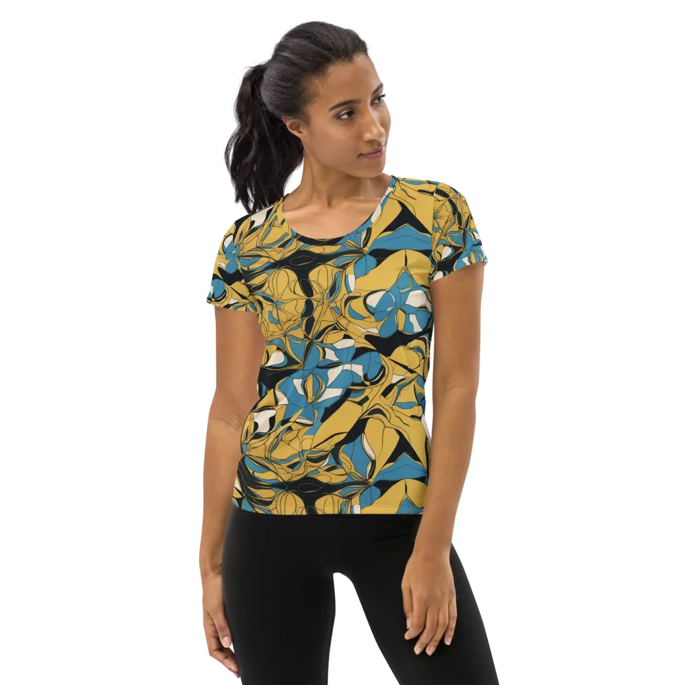 Cobalt Petal Drift on Women's Athletic T-Shirt — Front