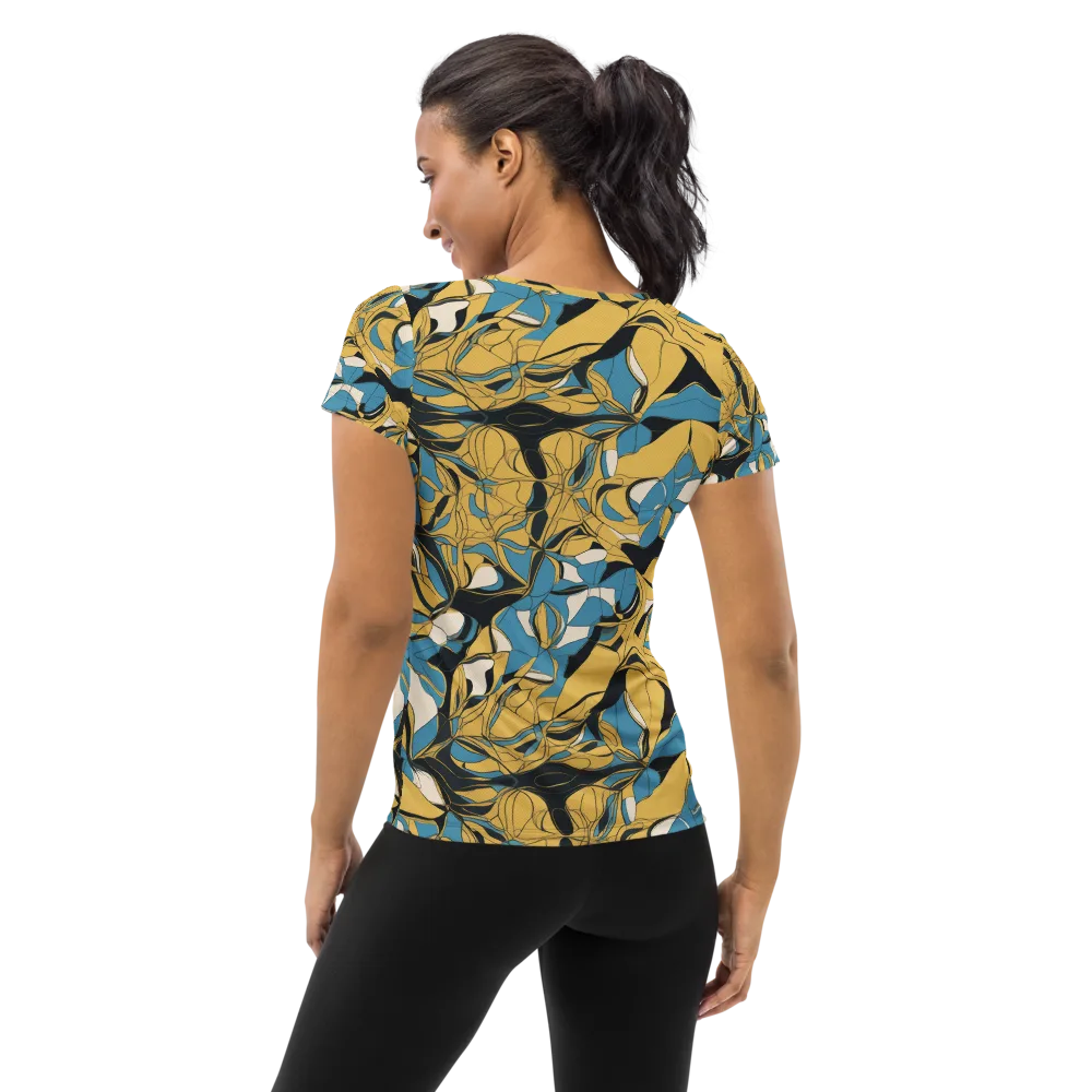 Cobalt Petal Drift on Women's Athletic T-Shirt — Back