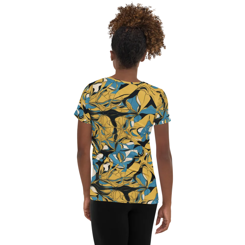 Cobalt Petal Drift on Women's Athletic T-Shirt — Back