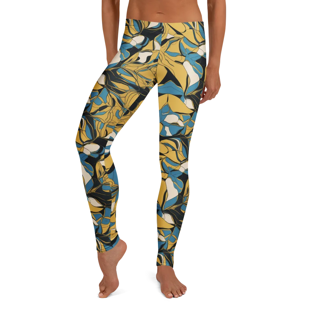 Cobalt Petal Drift on Leggings — Front