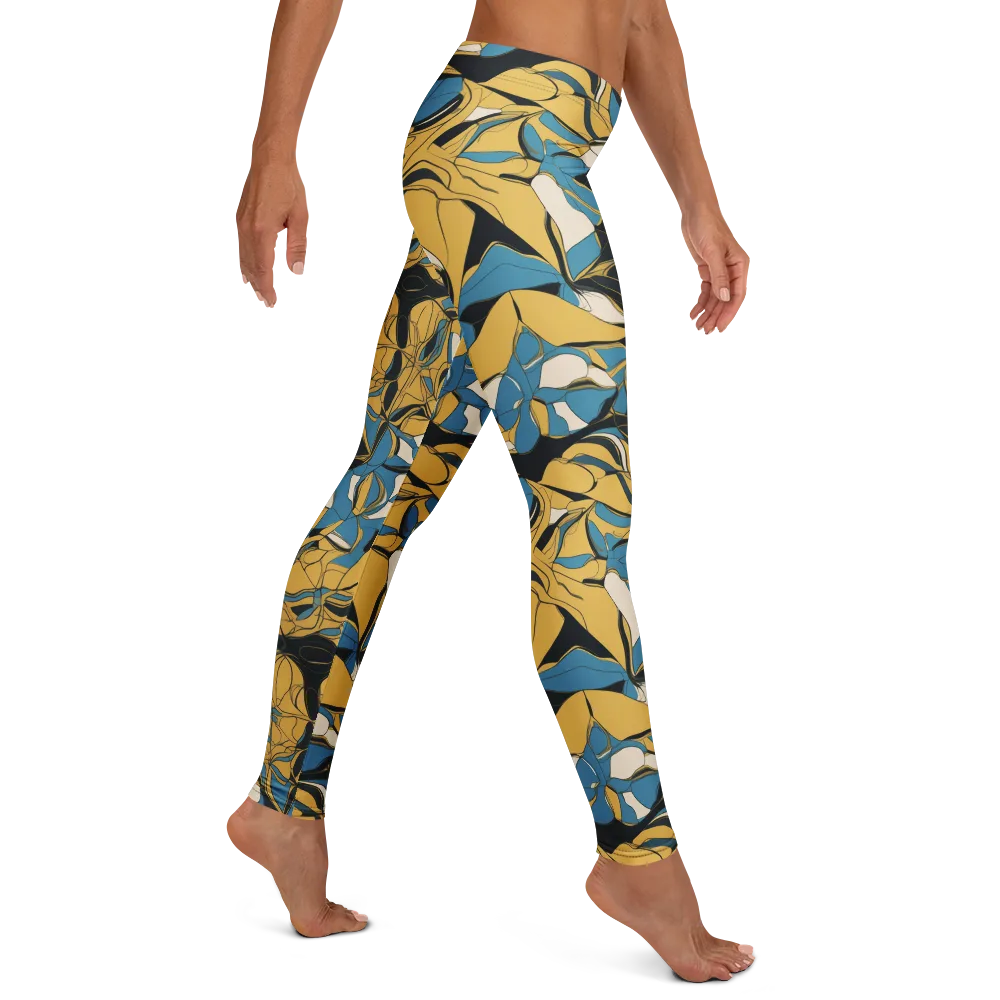 Cobalt Petal Drift on Leggings — Right