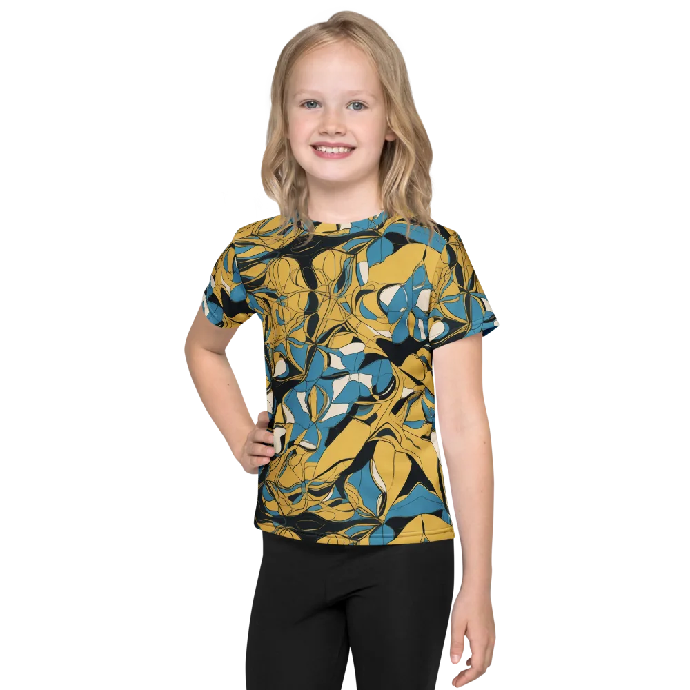 Cobalt Petal Drift on Kids Crew Neck T-Shirt — Front