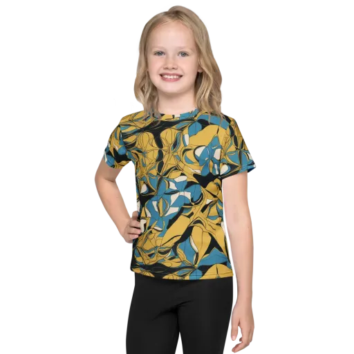 Cobalt Petal Drift on a Kids Crew Neck T-Shirt