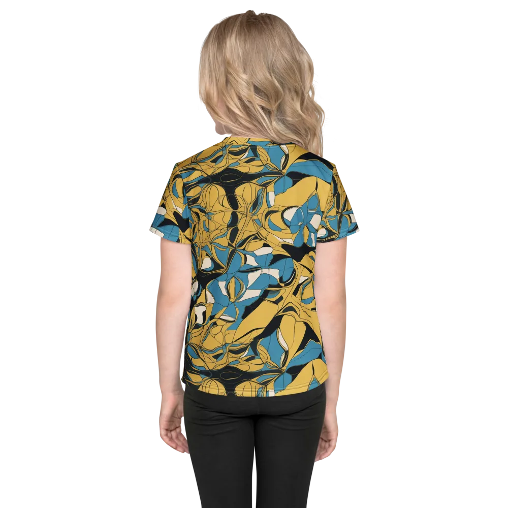Cobalt Petal Drift on Kids Crew Neck T-Shirt — Back