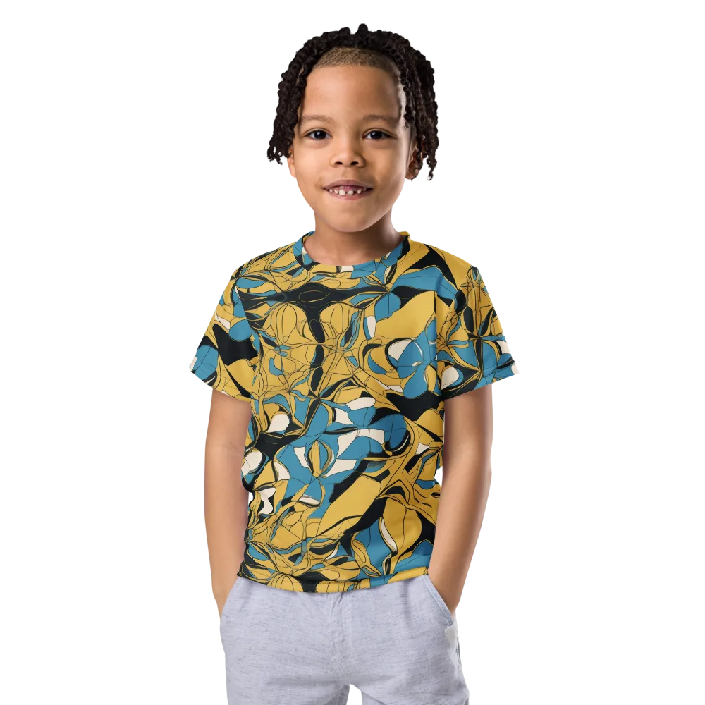 Cobalt Petal Drift on Kids Crew Neck T-Shirt — Front