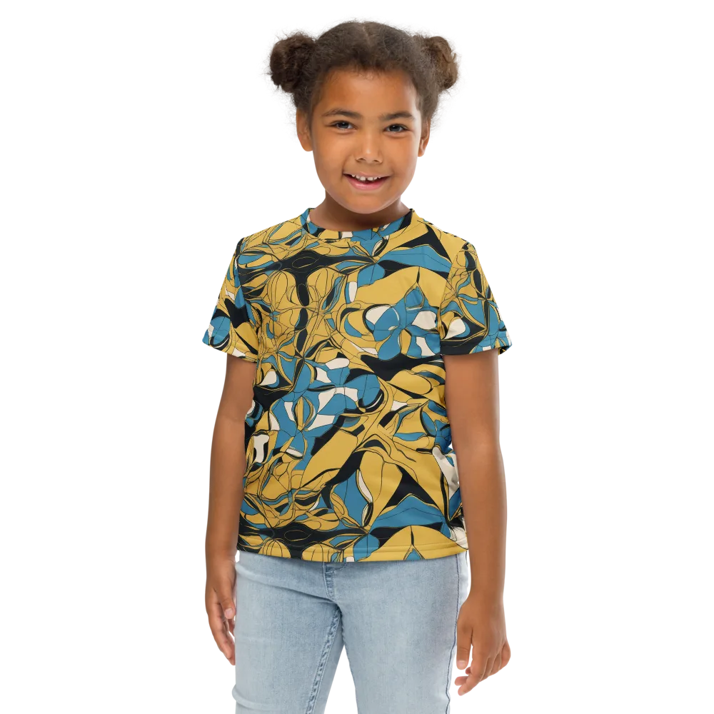 Cobalt Petal Drift on Kids Crew Neck T-Shirt — Front