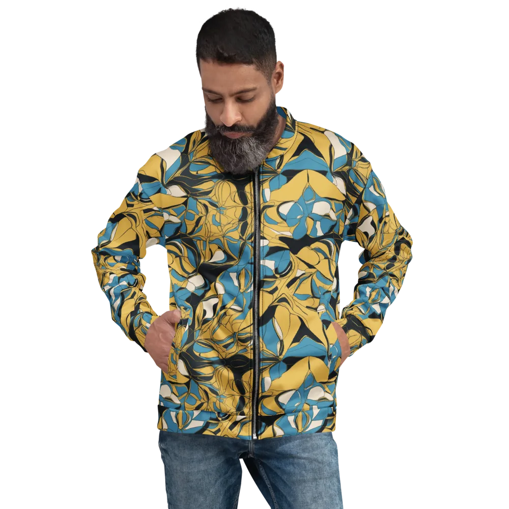 Cobalt Petal Drift on Bomber Jacket — Front