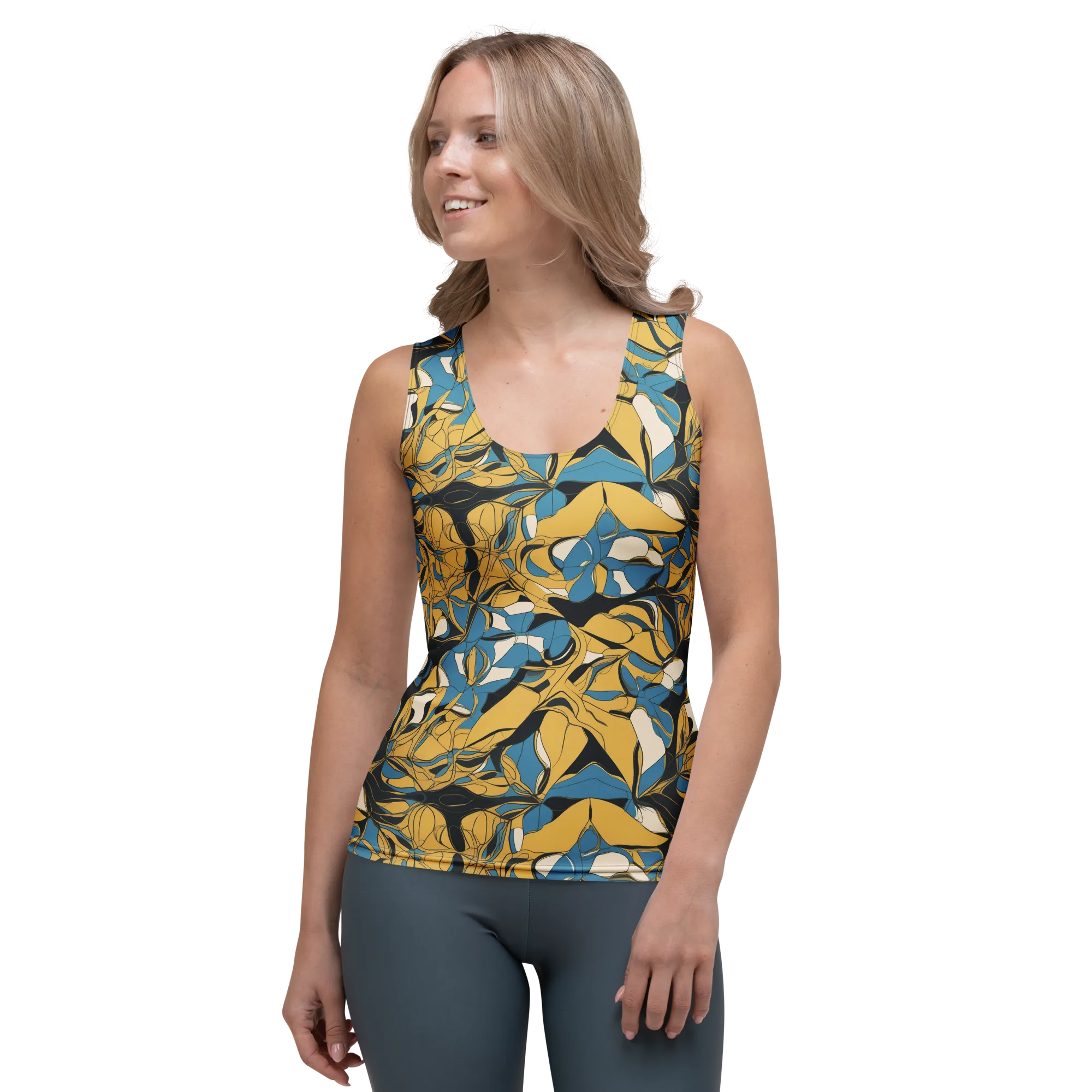 Cobalt Petal Drift on Women's Tank Top — Front