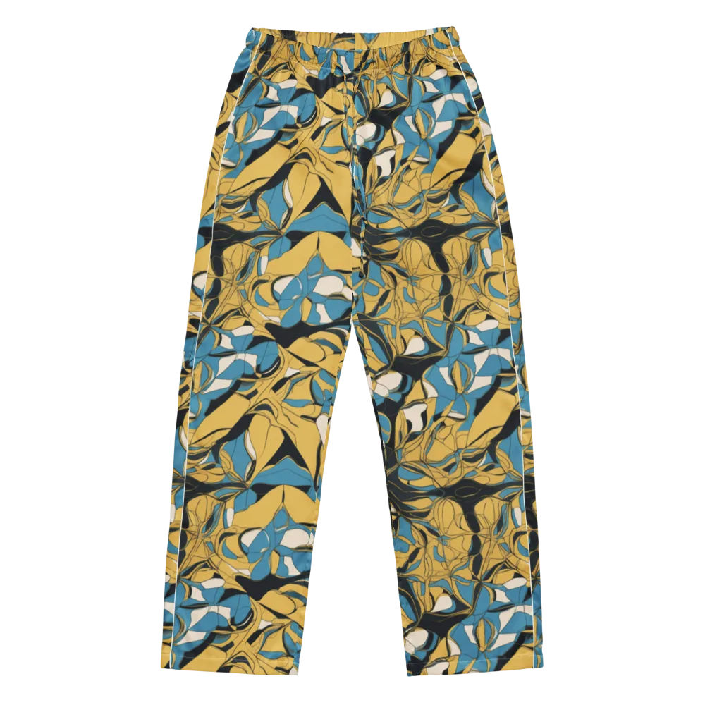 Cobalt Petal Drift on Women's Pajama Pants — Front
