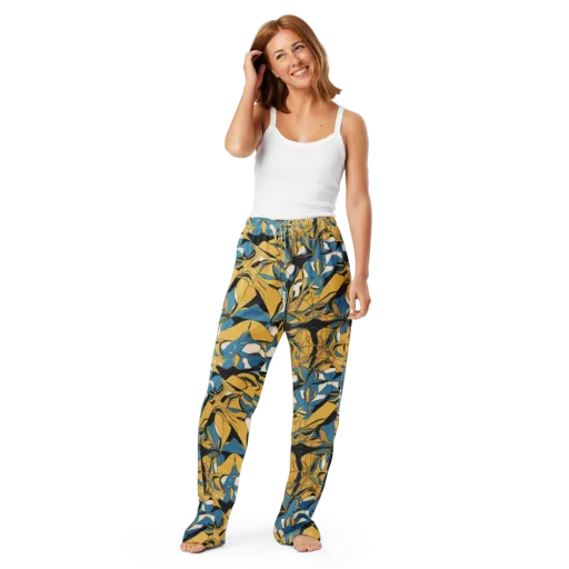 Cobalt Petal Drift on a Women's Pajama Pants