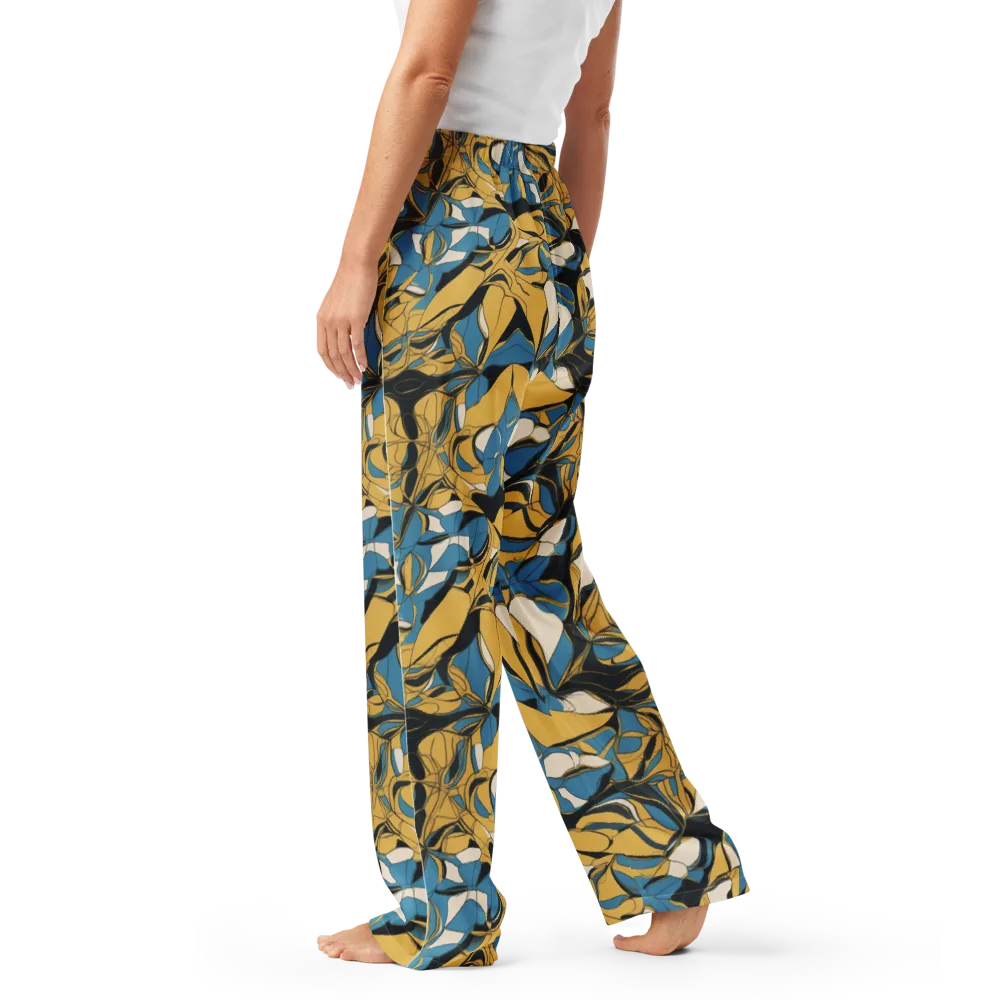 Cobalt Petal Drift on Women's Pajama Pants — Left