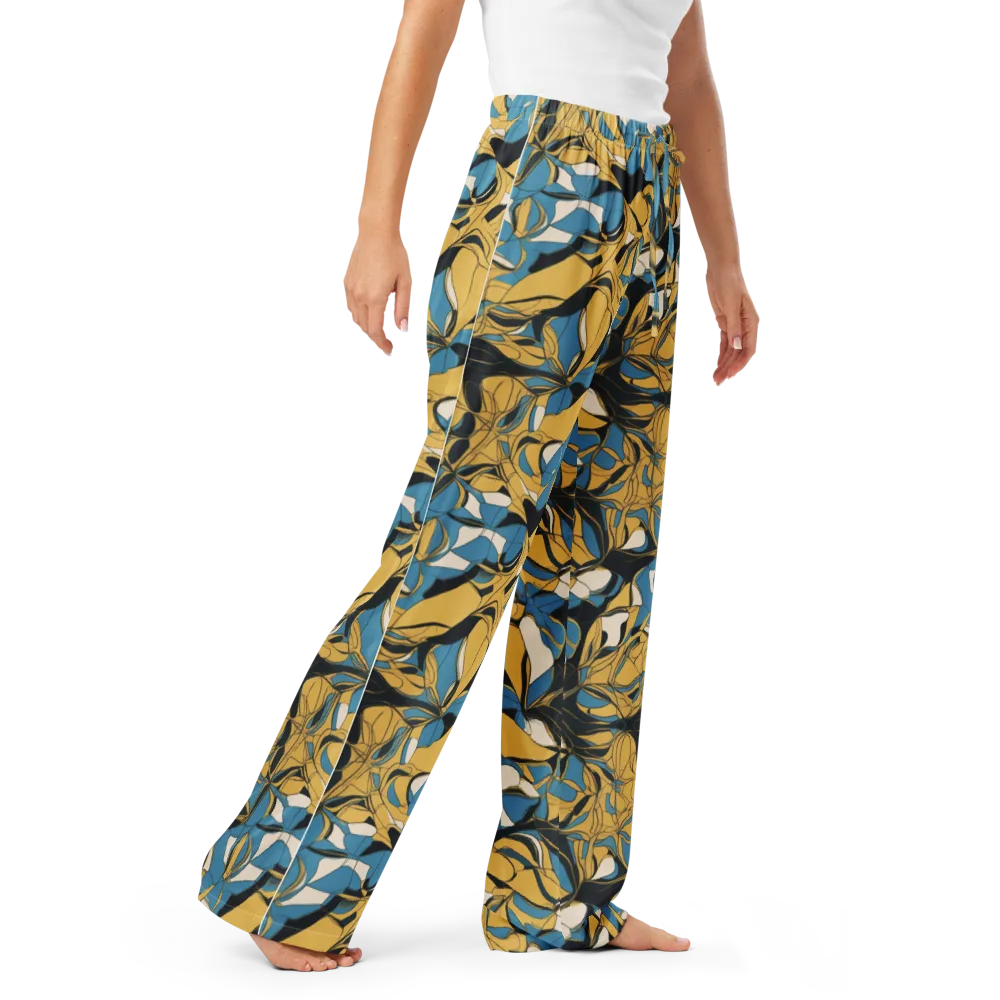 Cobalt Petal Drift on Women's Pajama Pants — Right Front