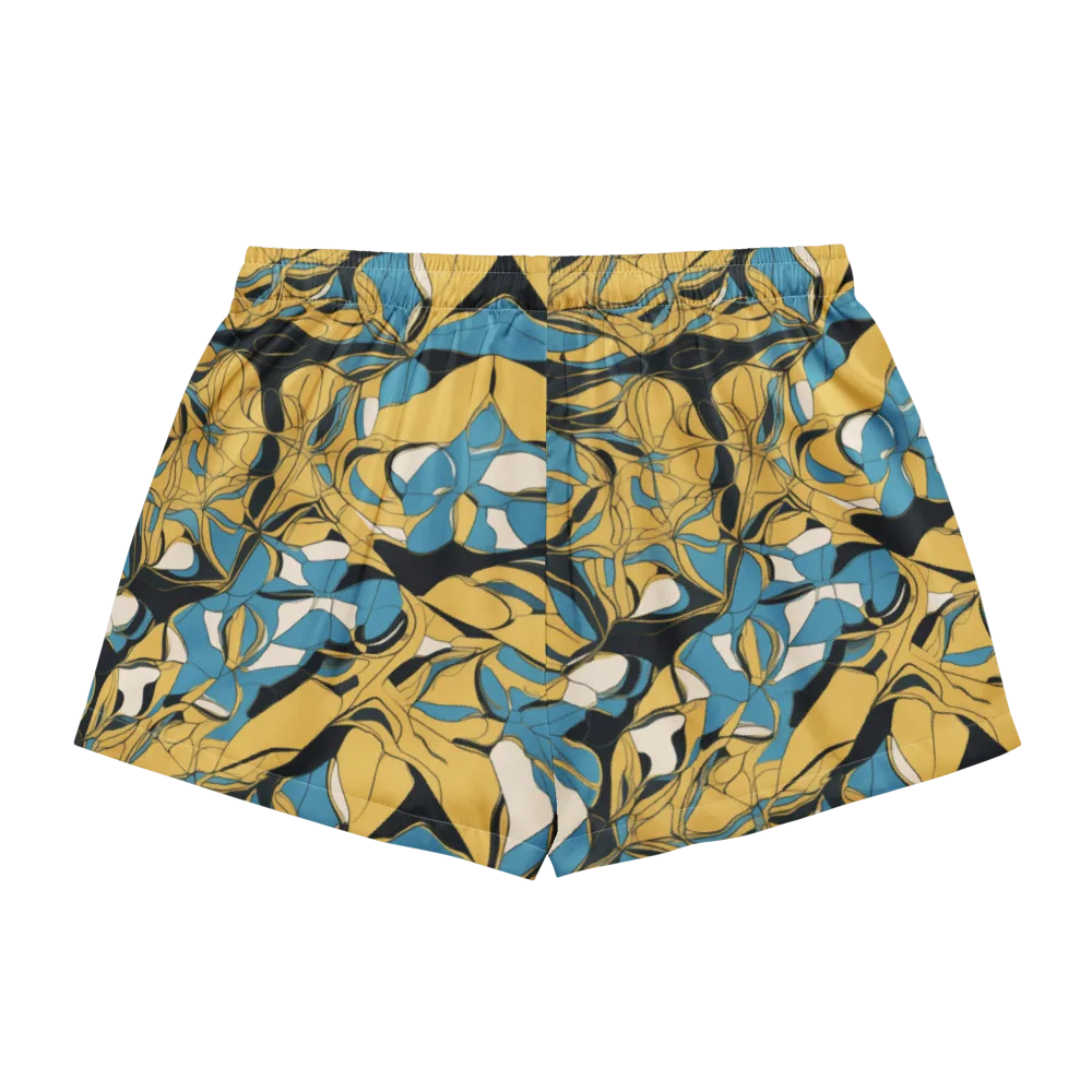Cobalt Petal Drift on Women's Pajama Shorts — Back