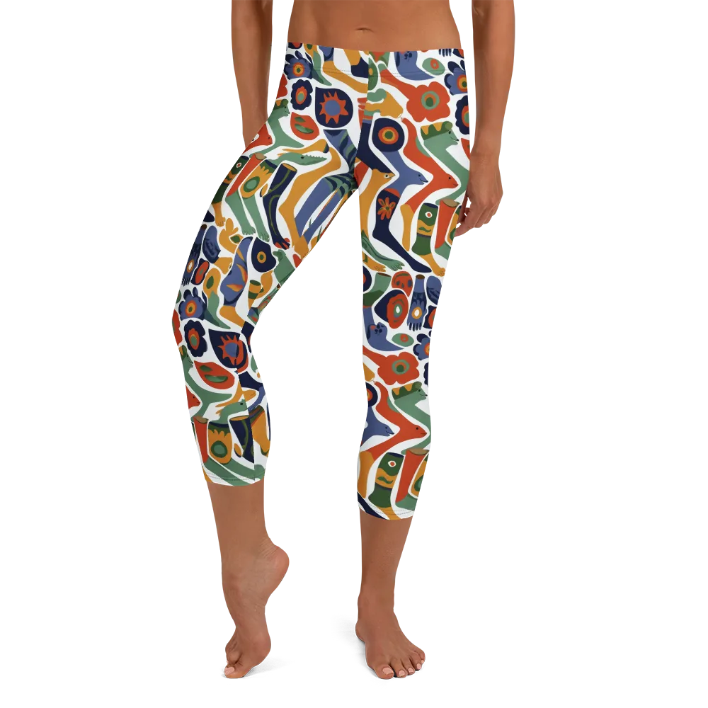 Menagerie Moderne on Capri Leggings — Front