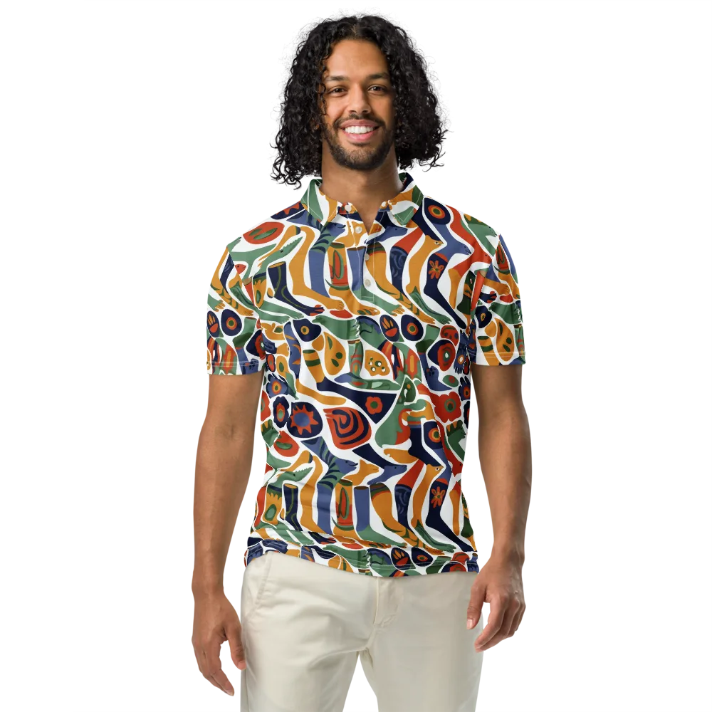 Menagerie Moderne on Men's Slim Fit Polo Shirt — Front