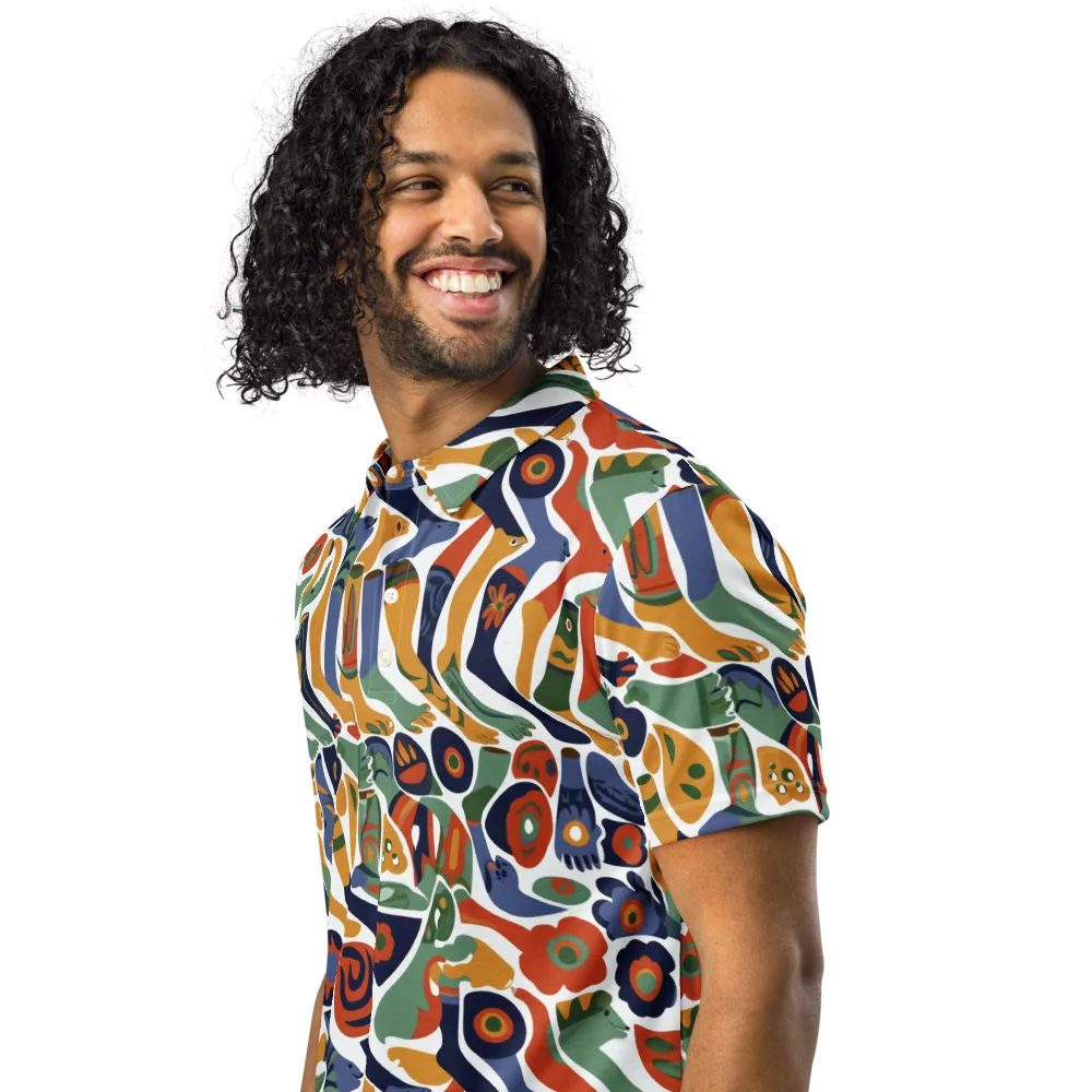 Menagerie Moderne on Men's Slim Fit Polo Shirt — Left Front