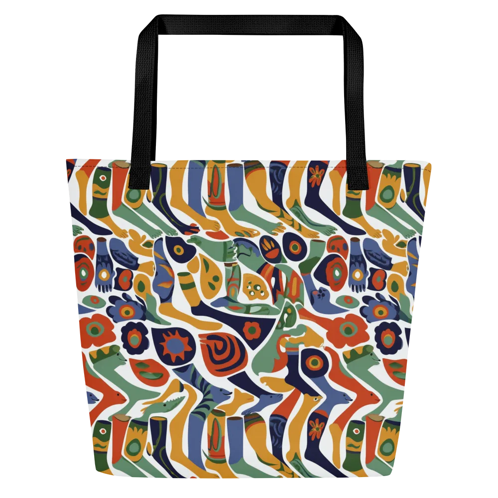 Menagerie Moderne on Large Tote Bag W/ Pocket — Front